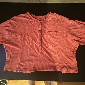 BDG Cropped Peach Henley